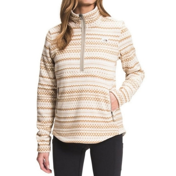 The North Face Fair Isle 1/4 Zip Pullover Size XS Tan Cream Print - Picture 1 of 14